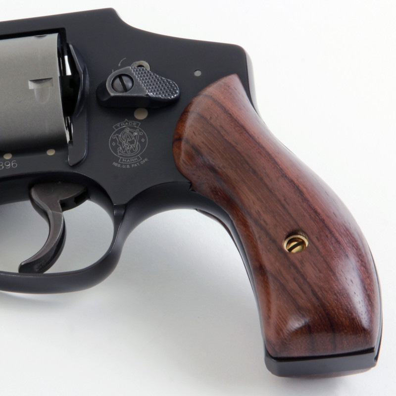 S&W J Frame Round Butt Rosewood Panel Grips Surface Smooth Screw Brass ...